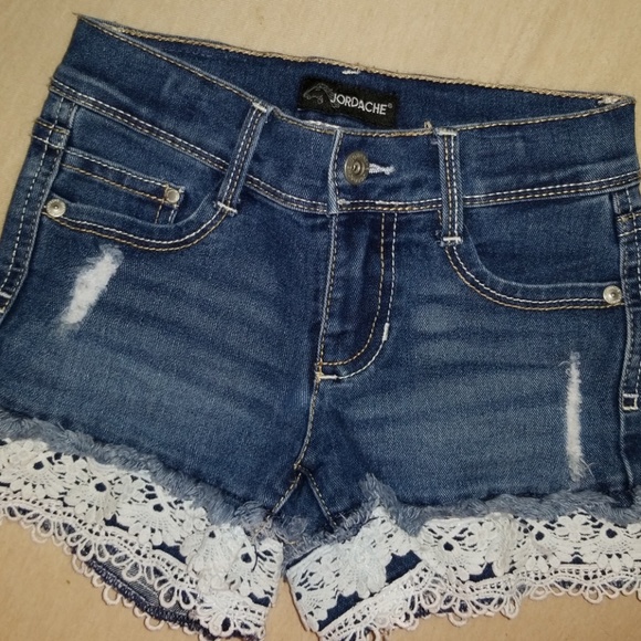 WHITE LACE BLUE JEAN SHORTS SIZE 5 - Picture 3 of 4